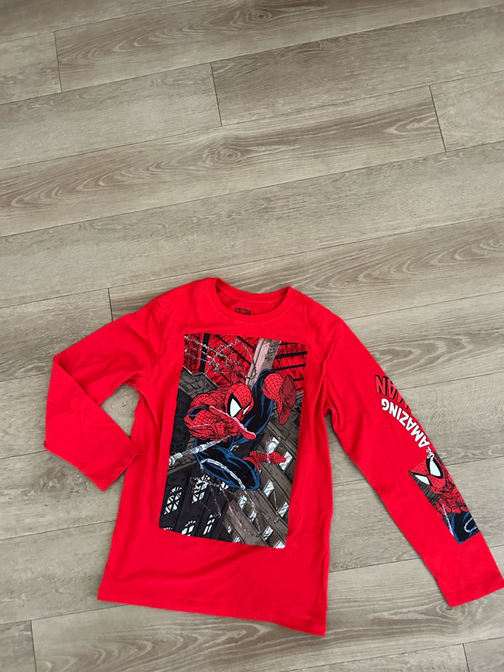 Kids Red Spider-Man Graphic Long-Sleeve Top